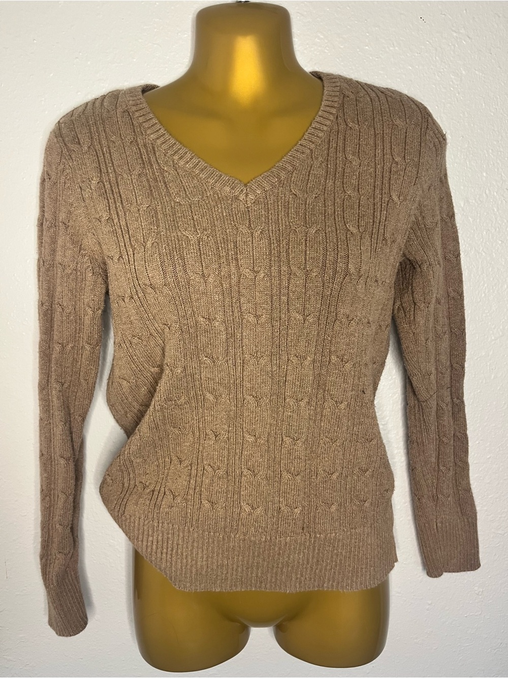 St. John's Bay Taupe Cable Knit V-Neck Sweater